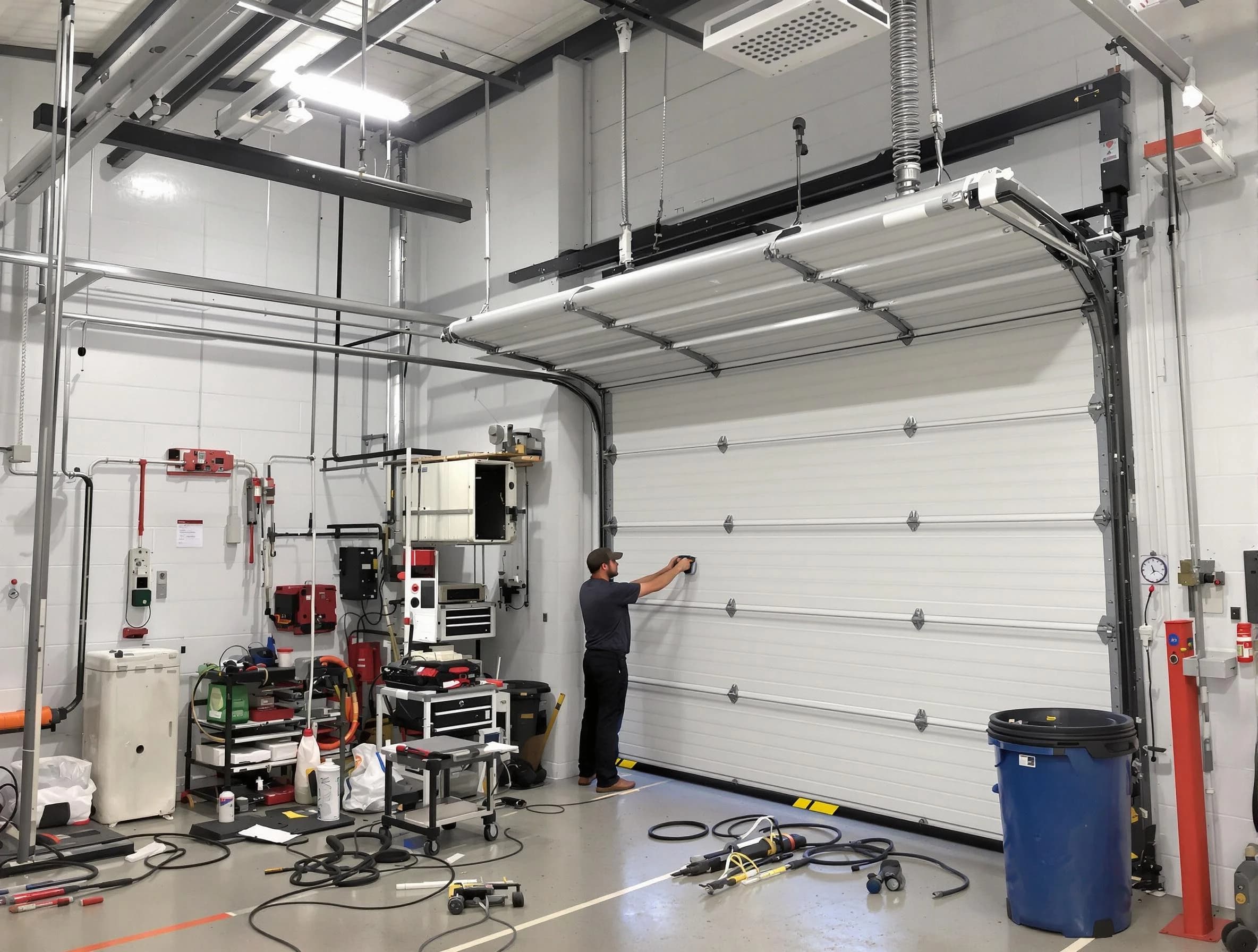 Cottondale Garage Door Repair certified technician performing commercial door repair at a Cottondale business facility