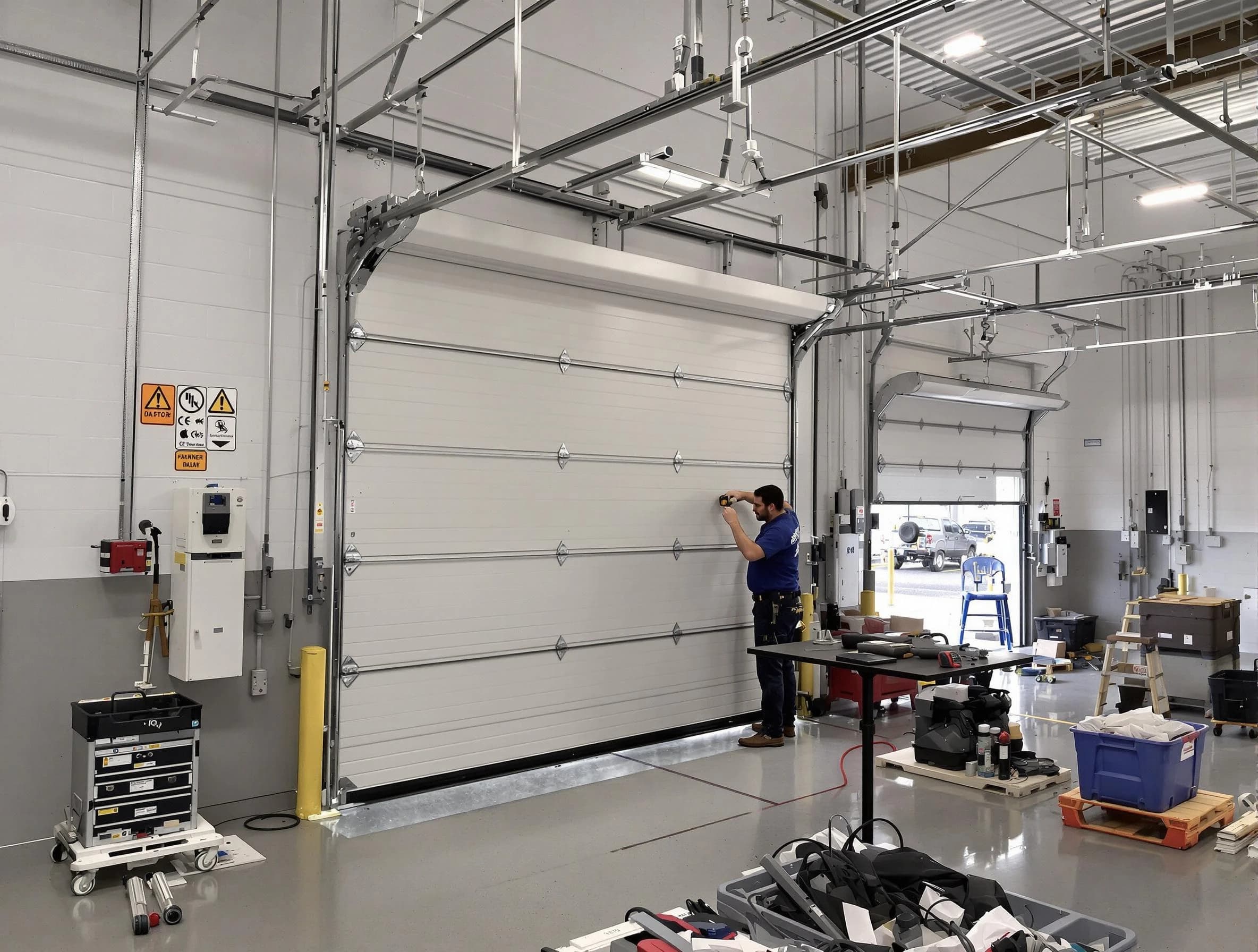 Commercial garage door repair being performed by Cottondale Garage Door Repair expert in Cottondale