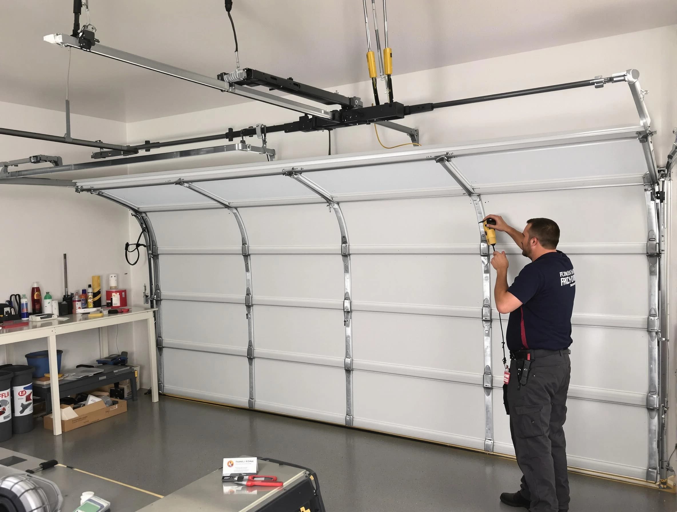 Cottondale Garage Door Repair certified technician performing overhead door system repair in Cottondale