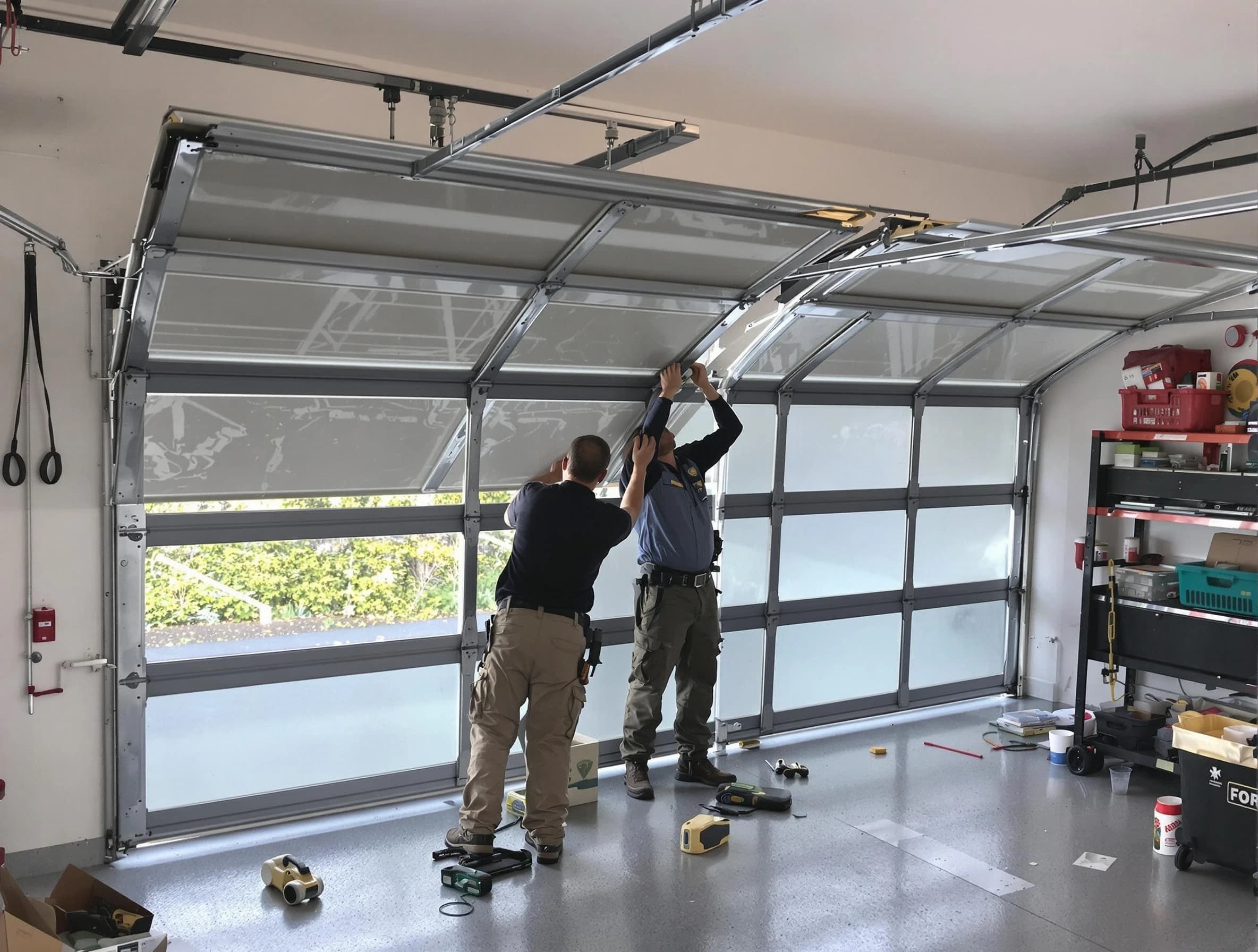 Cottondale Garage Door Repair expert performing precise panel replacement on Cottondale garage door