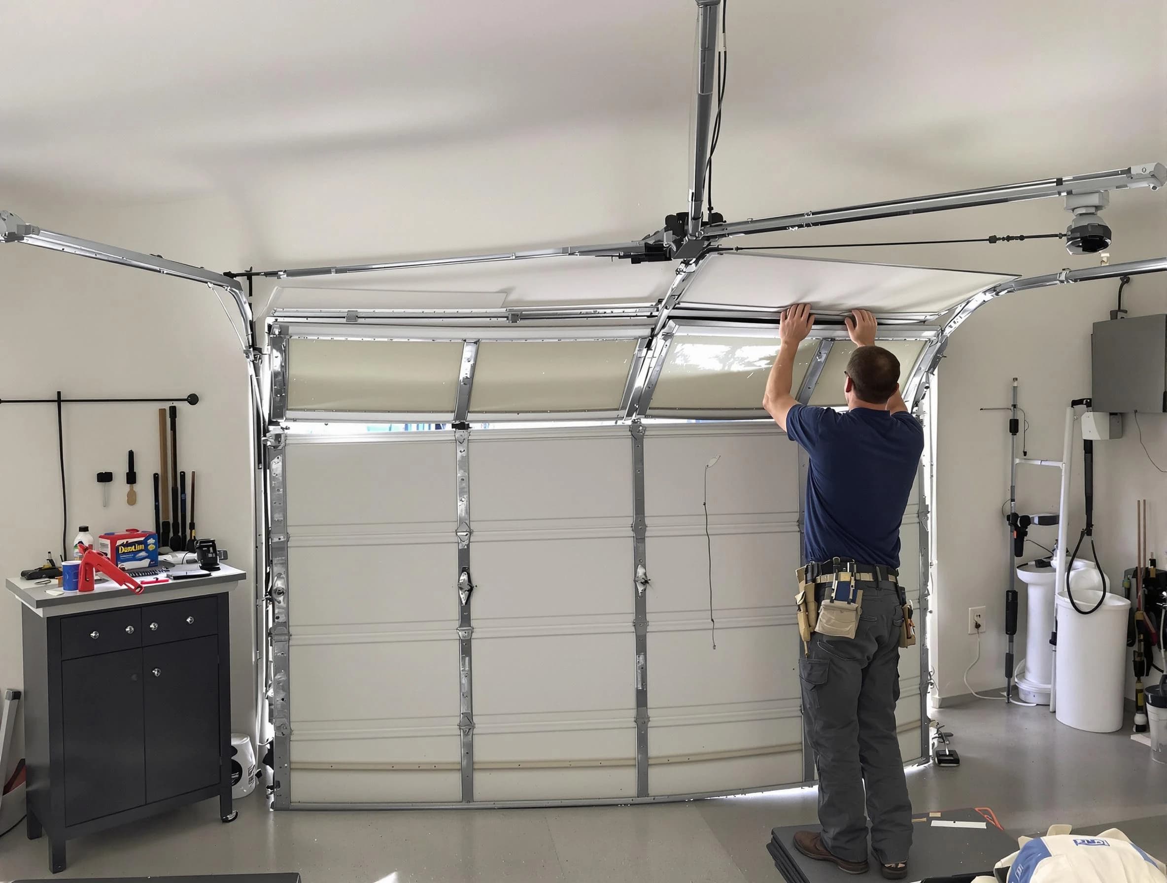 Cottondale Garage Door Repair specialist performing precise section replacement on Cottondale garage door