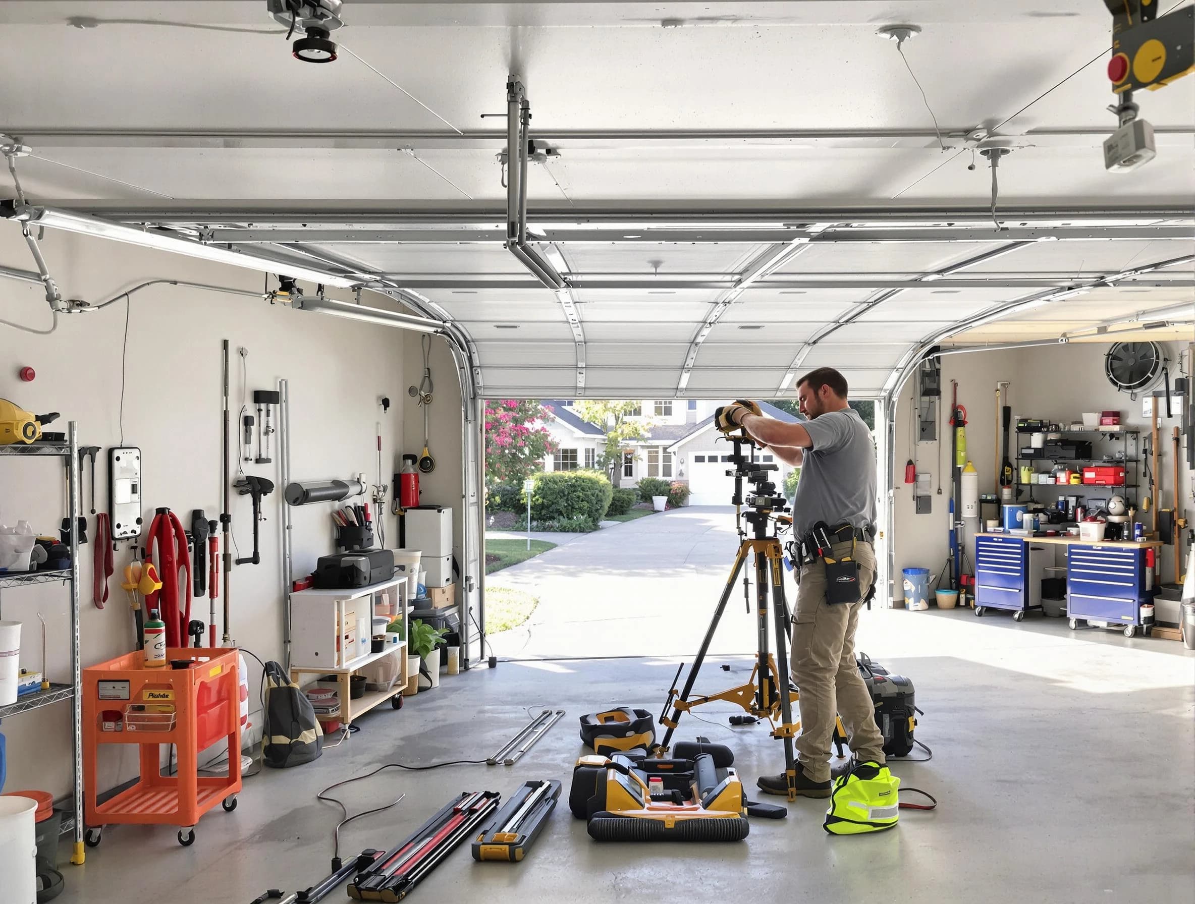 Cottondale Garage Door Repair specialist performing laser-guided track alignment in Cottondale