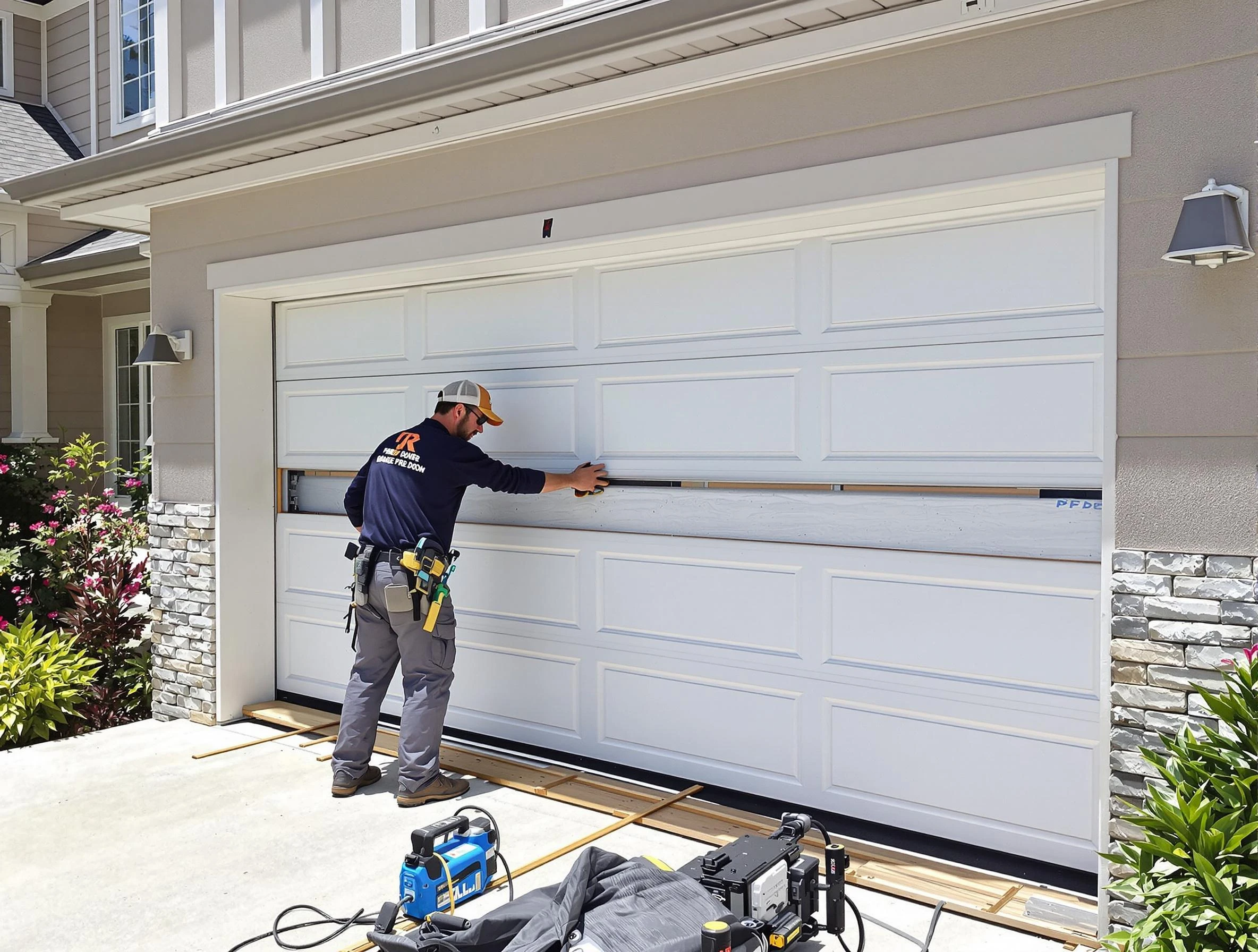 Cottondale Garage Door Repair team performing complete garage door replacement at Cottondale residence